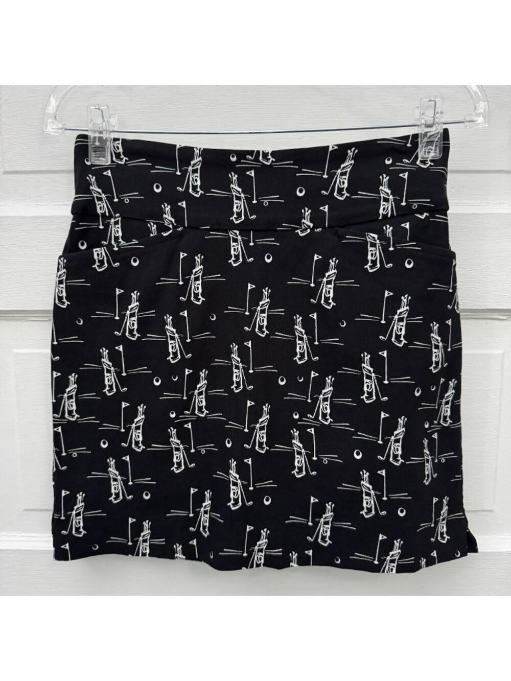 Swing Control Golf Skort Womens 2 Black White Golf Bag Print Pockets